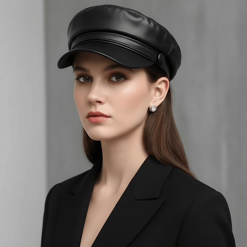 Béret Casquette Gavroche Femme Cuir
