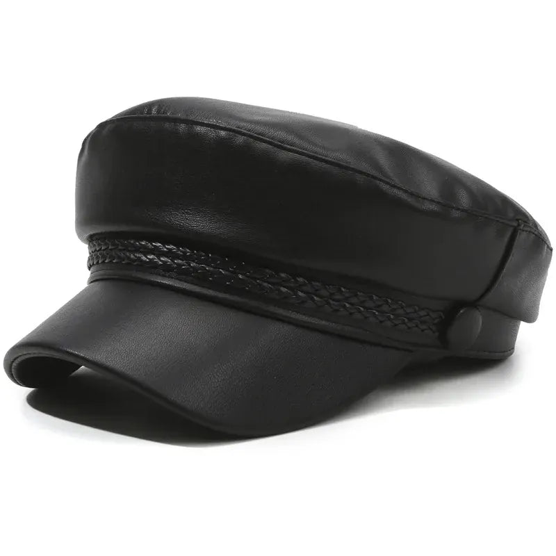 Béret Casquette Gavroche Femme Cuir