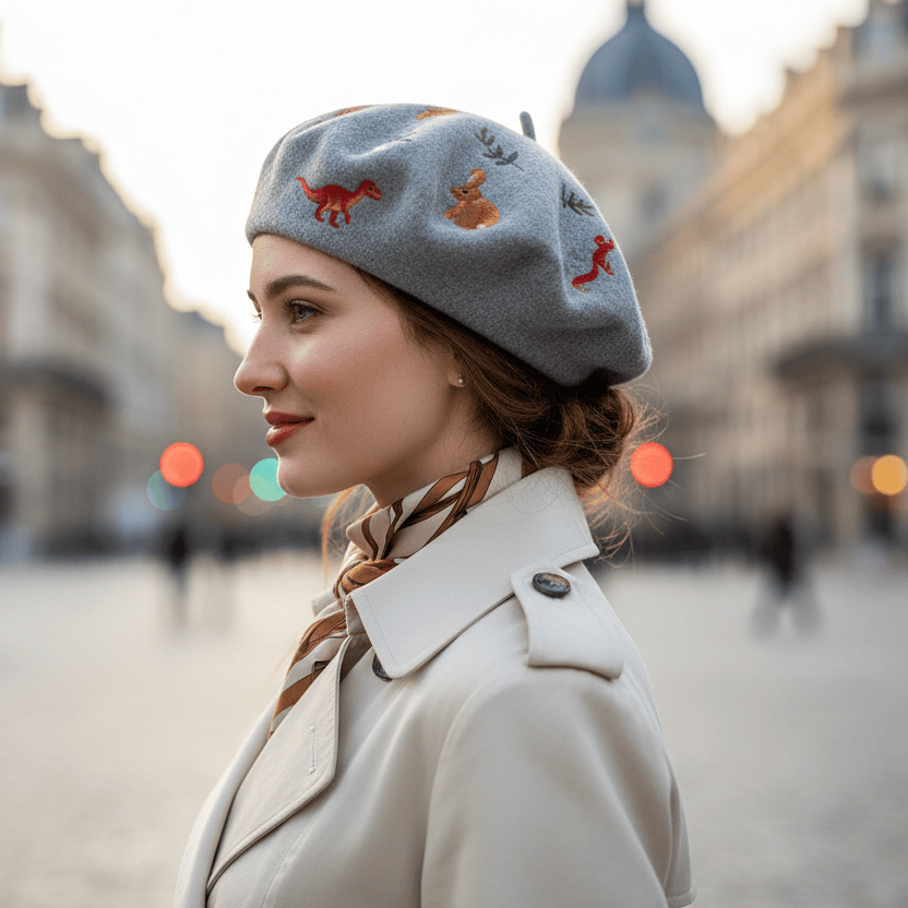 Béret Femme Coton à Motif