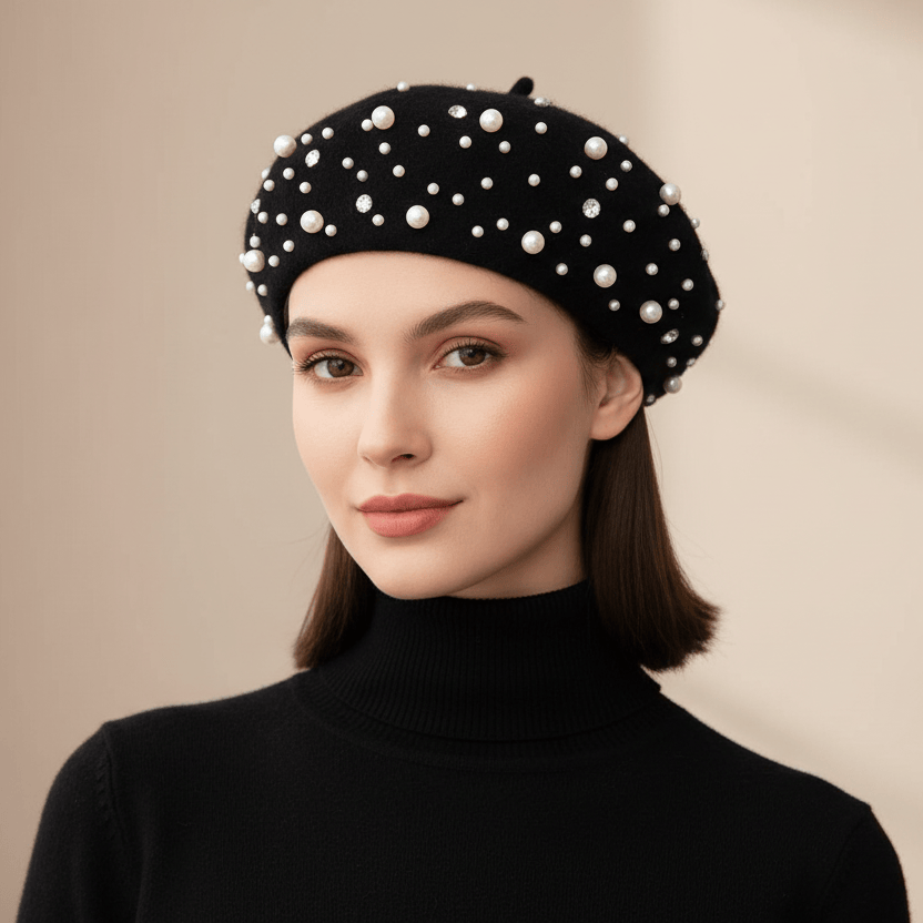 Béret Femme Hiver Perle