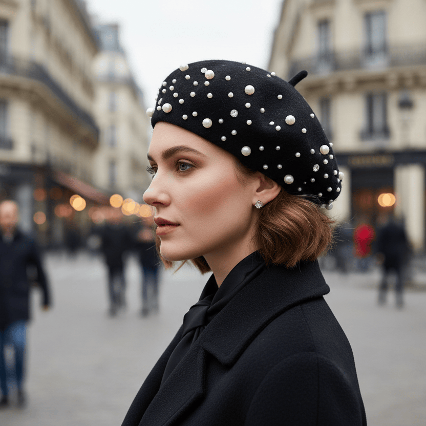 Béret Femme Hiver Perle