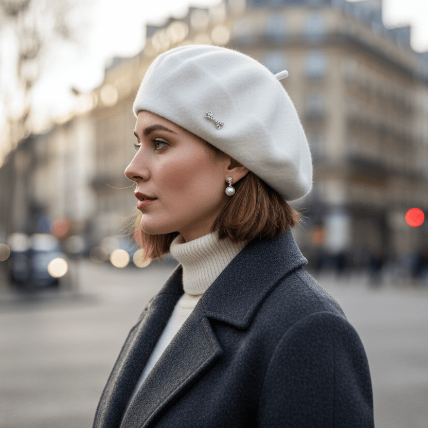 Béret Femme Raffiné avec Broche