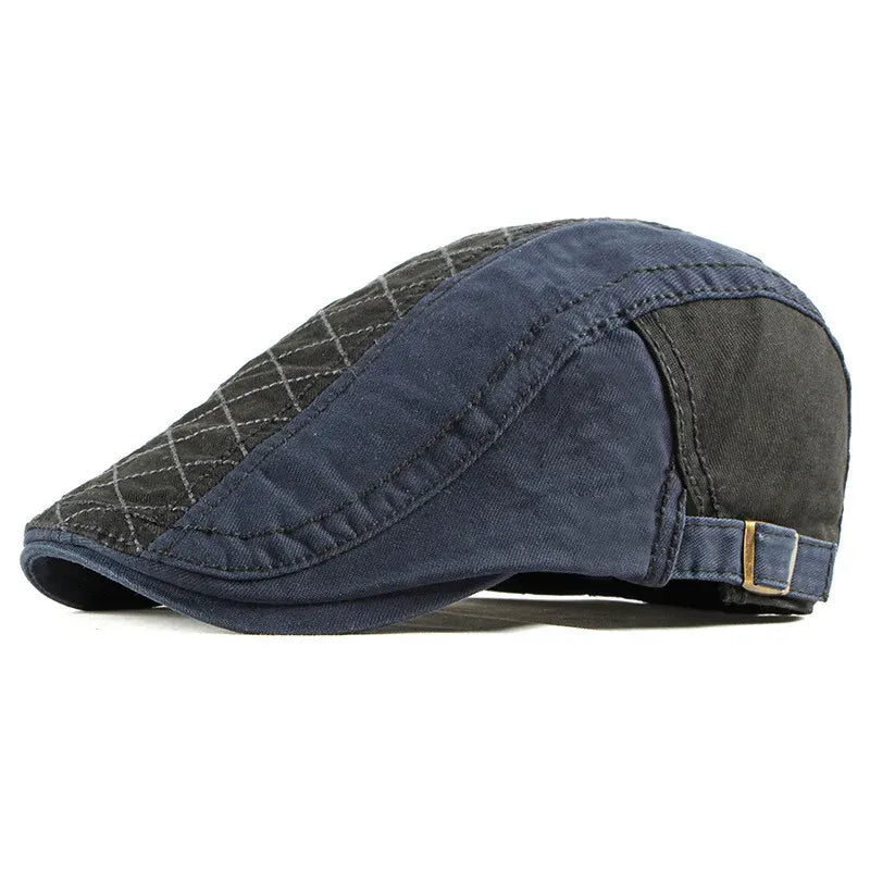 Béret Homme Bicolore en Coton avec Surpiqûres