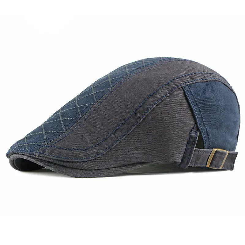 Béret Homme Bicolore en Coton avec Surpiqûres