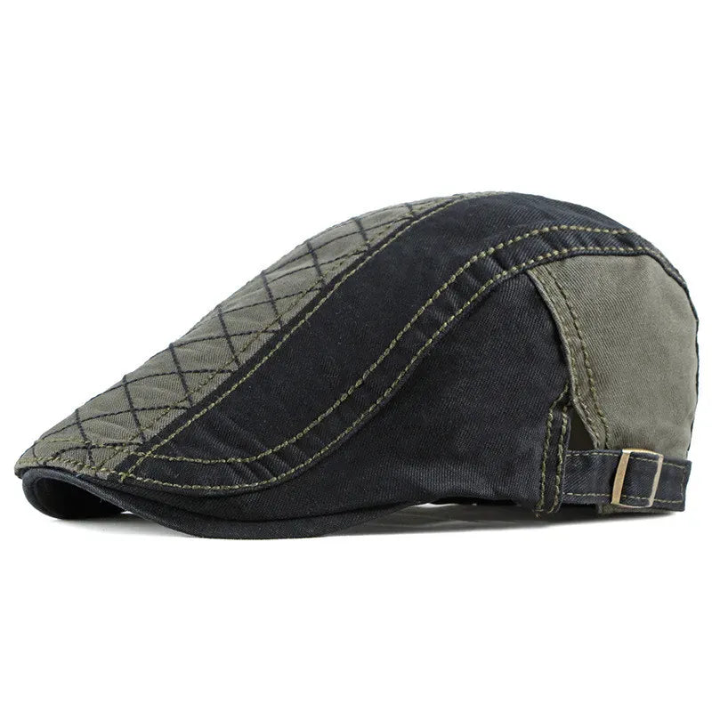 Béret Homme Bicolore en Coton avec Surpiqûres