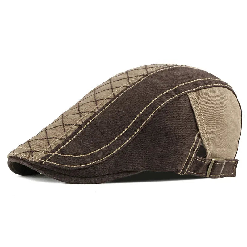 Béret Homme Bicolore en Coton avec Surpiqûres