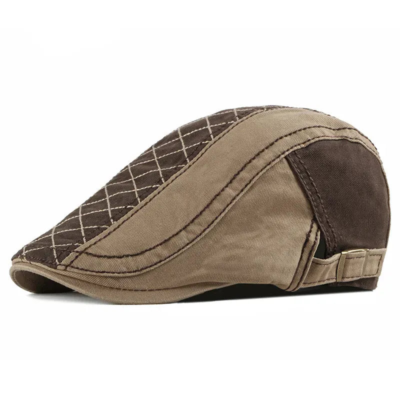Béret Homme Bicolore en Coton avec Surpiqûres