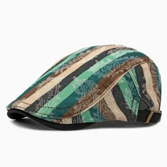 Béret Homme en Coton Rayée Multicolore