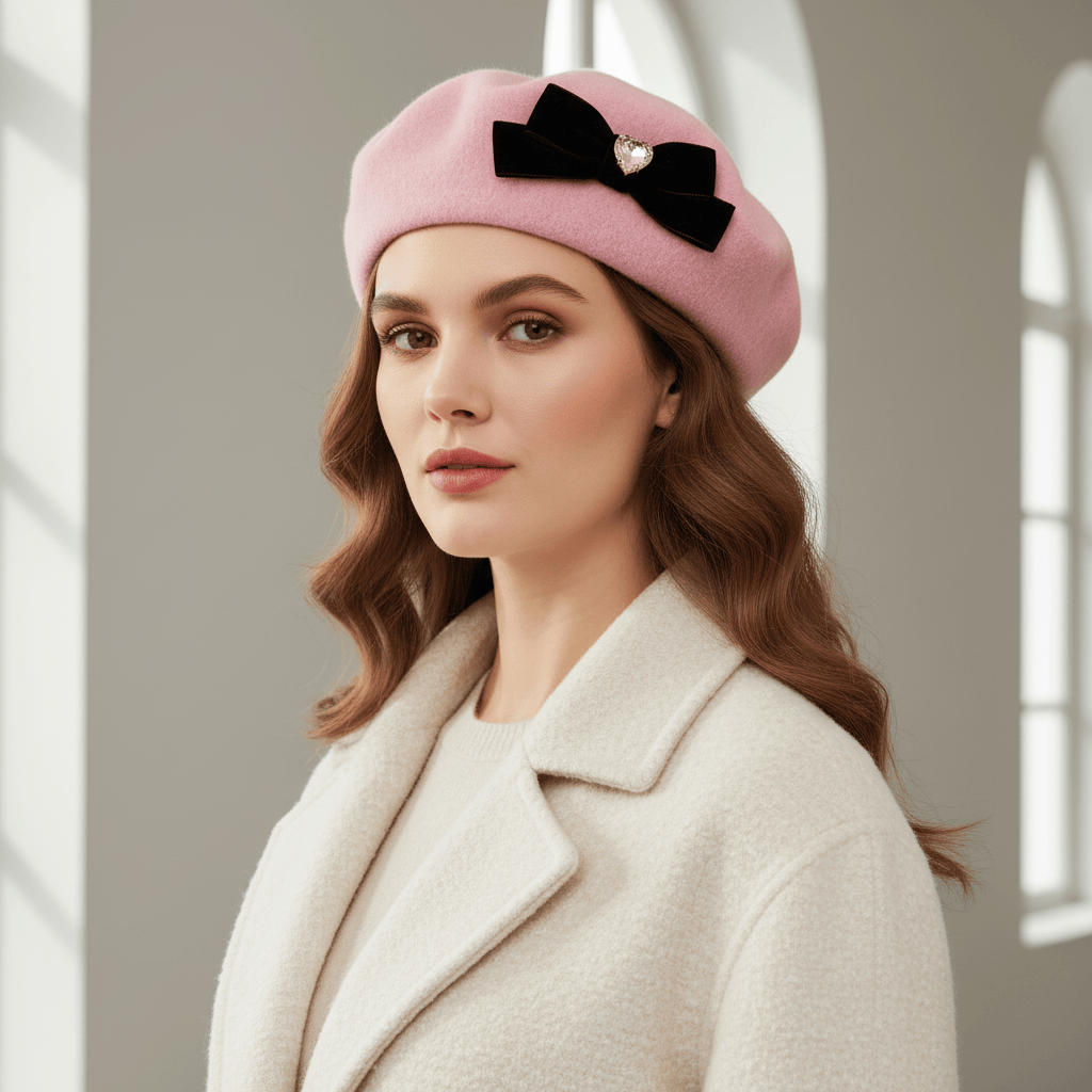 Béret Rose Femme en Coton