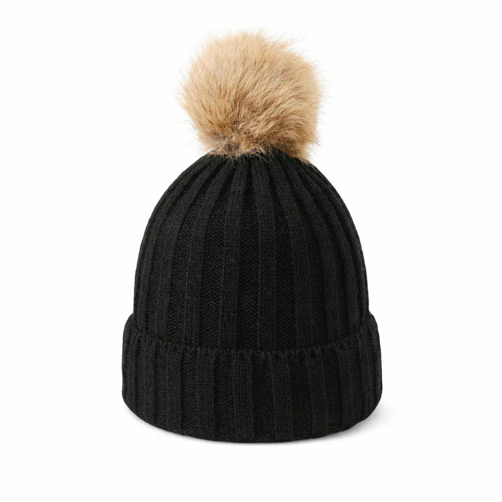 Bonnet Femme en Maille Classique avec Pompon