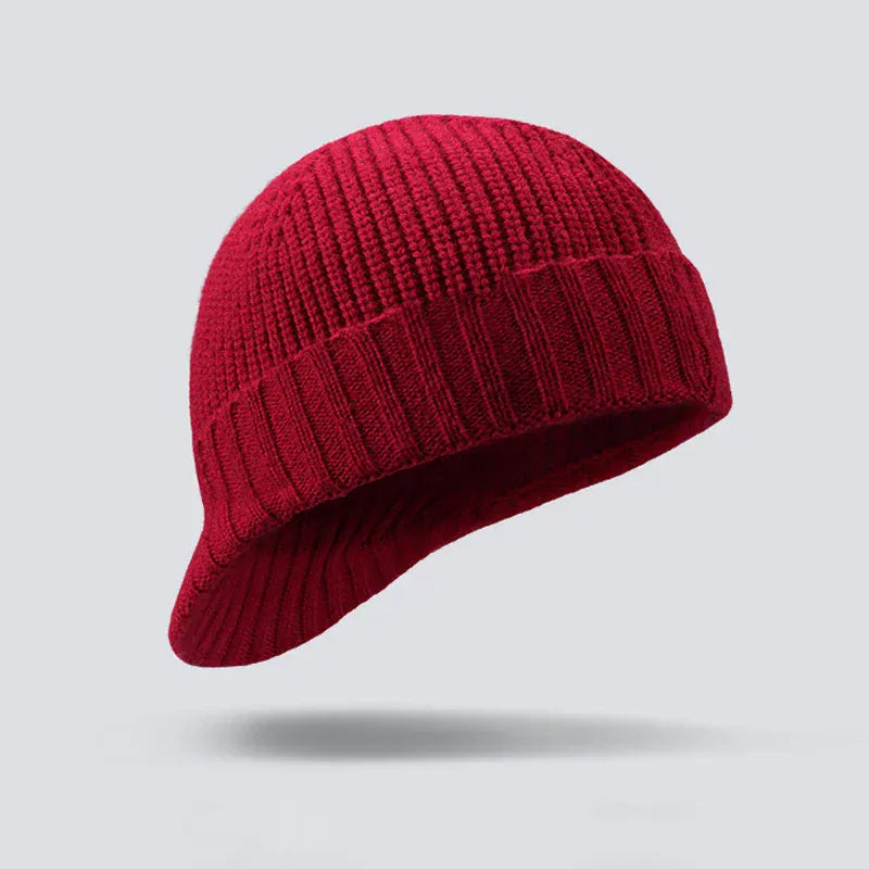 Bonnet Femme Hiver en Laine Doux avec Visière