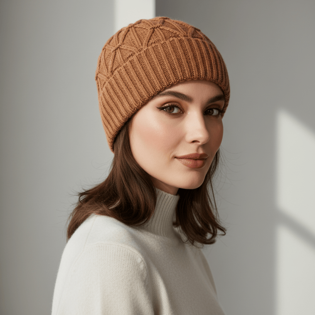 Bonnet Femme Matière Douce avec Détails en Relief