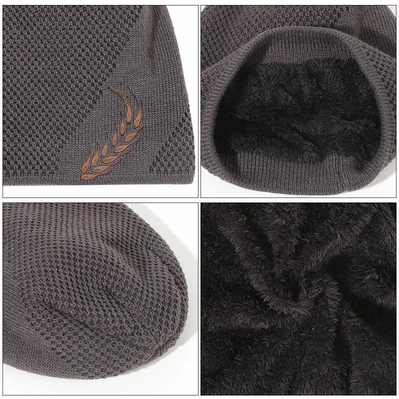 Bonnet Long en Maille avec Broderie Feuille