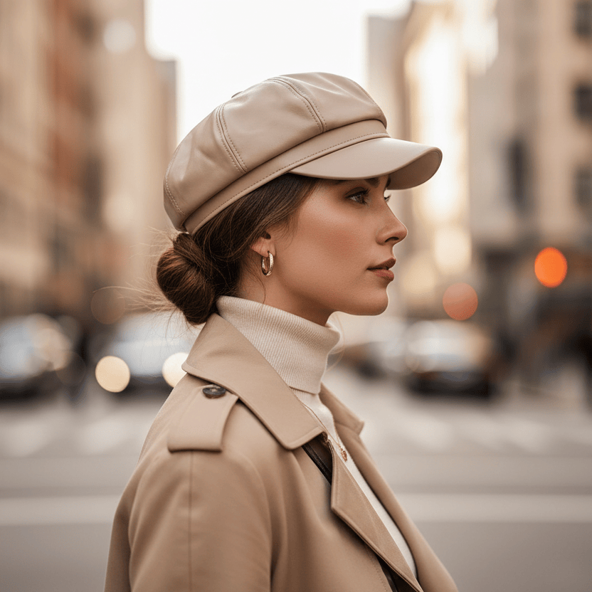 Casquette Gavroche Femme en Cuir