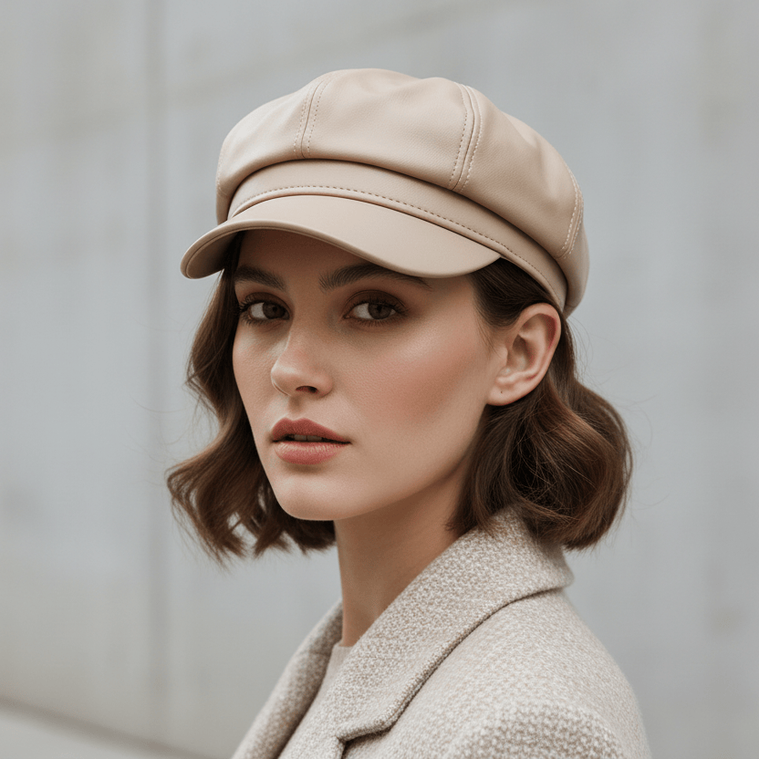 Casquette Gavroche Femme en Cuir
