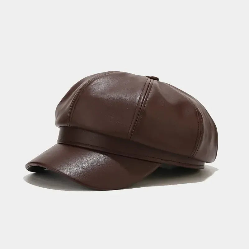 Casquette Gavroche Femme en Cuir