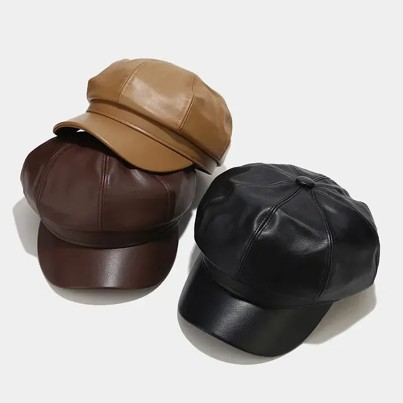 Casquette Gavroche Femme en Cuir