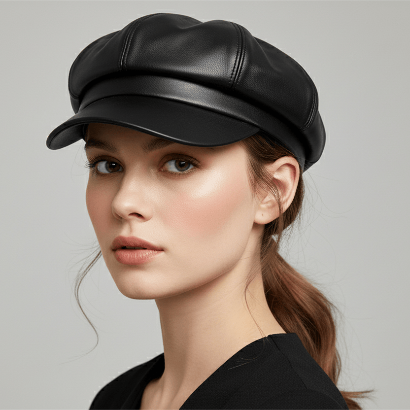 Casquette Gavroche Femme en Cuir Chic