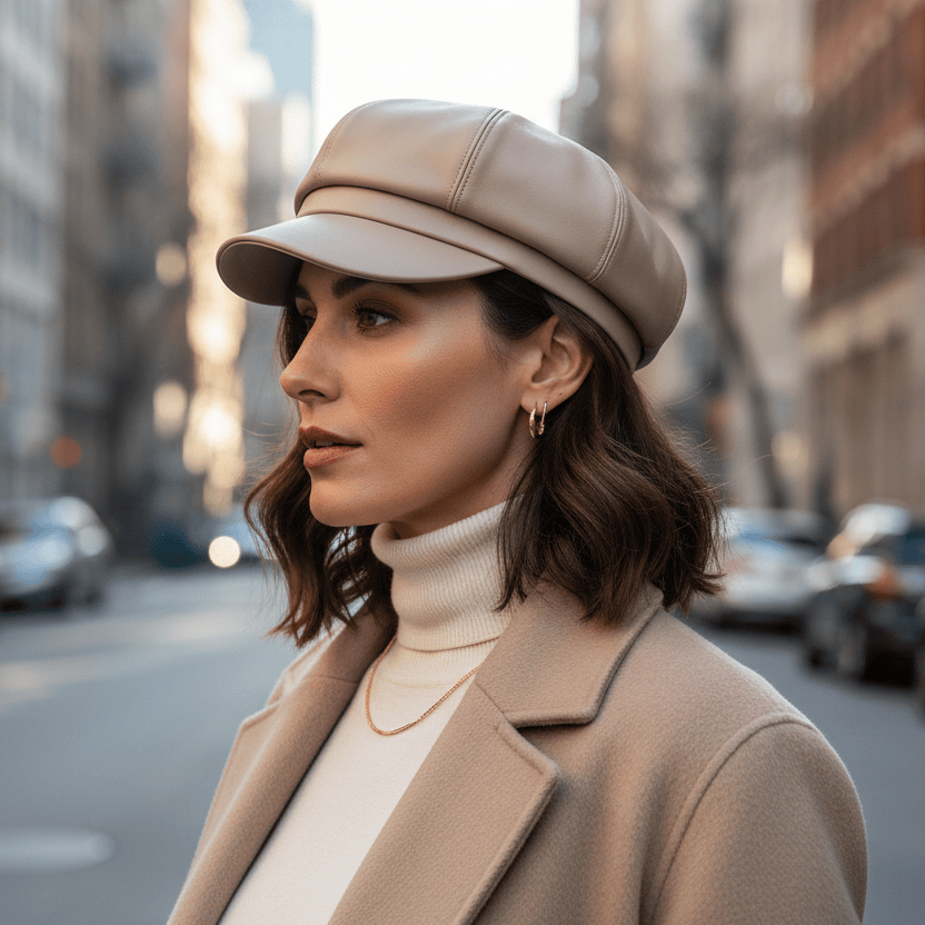 Casquette Gavroche Femme en Cuir Chic