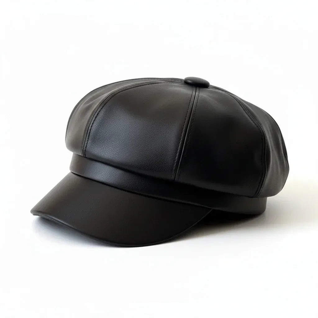 Casquette Gavroche Femme en Cuir Chic