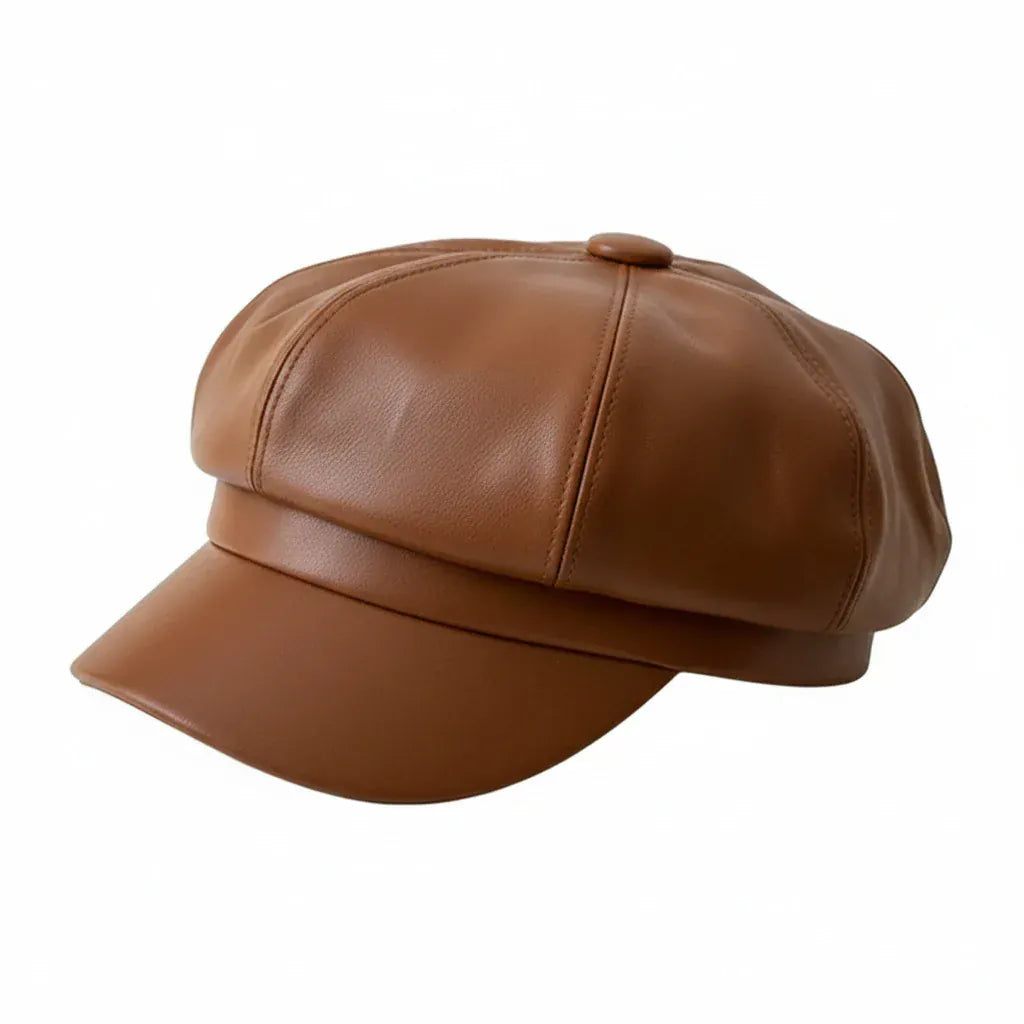 Casquette Gavroche Femme en Cuir Chic