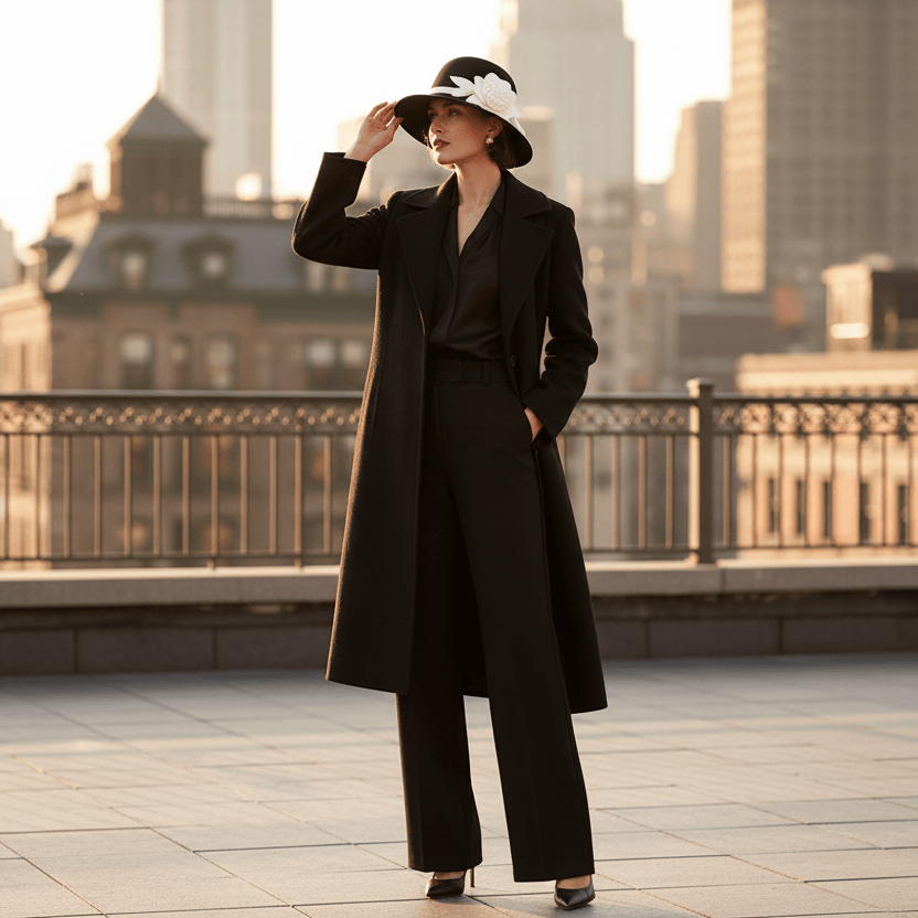 Chapeau Cloche Melon Femme Noir et Blanc