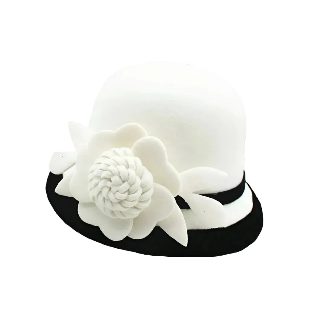 Chapeau Cloche Melon Femme Noir et Blanc