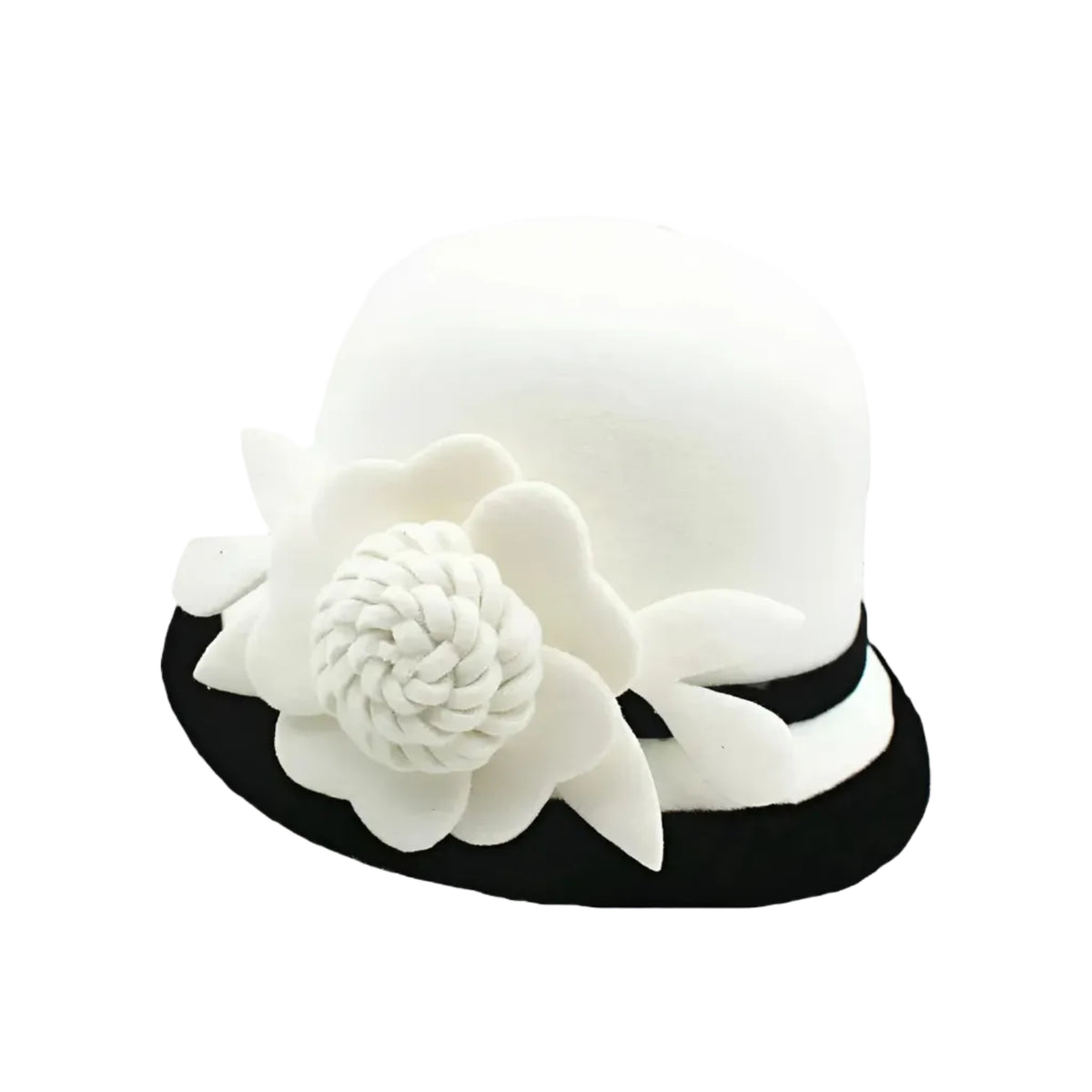 Chapeau Cloche Melon Femme Noir et Blanc