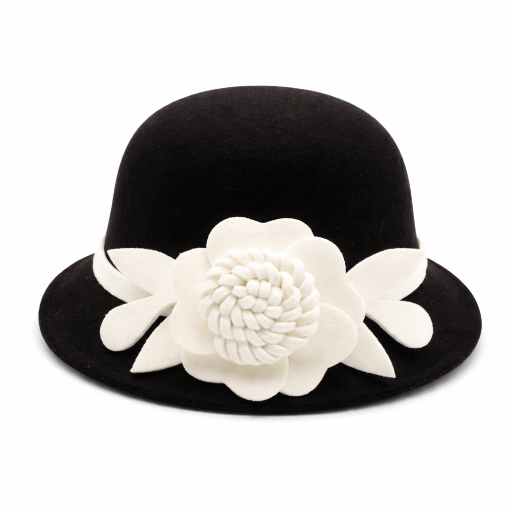 Chapeau Cloche Melon Femme Noir et Blanc