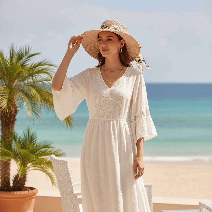 Chapeau de Paille à Larges Bords Tropical