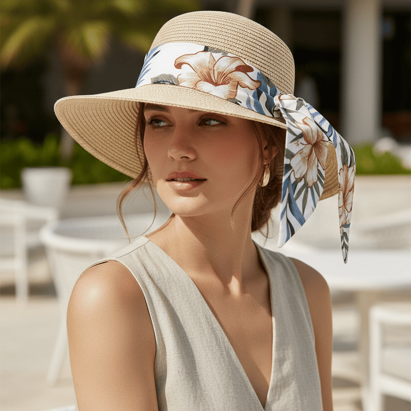 Chapeau de Paille à Larges Bords Tropical