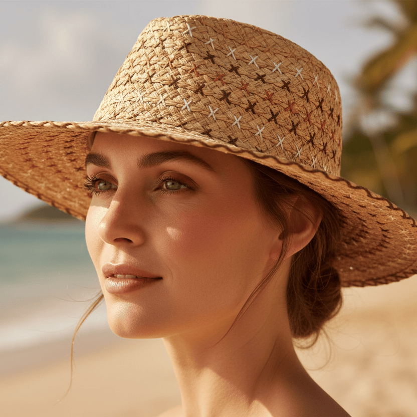Chapeau de Paille Brodé Authentique