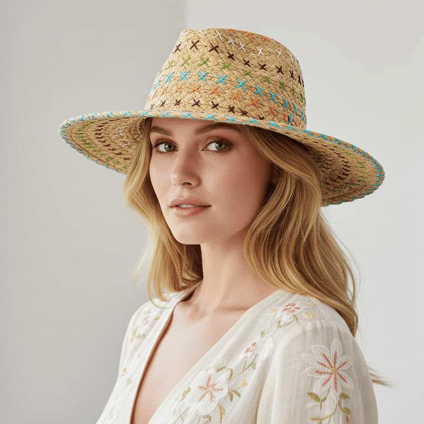 Chapeau de Paille Brodé Authentique