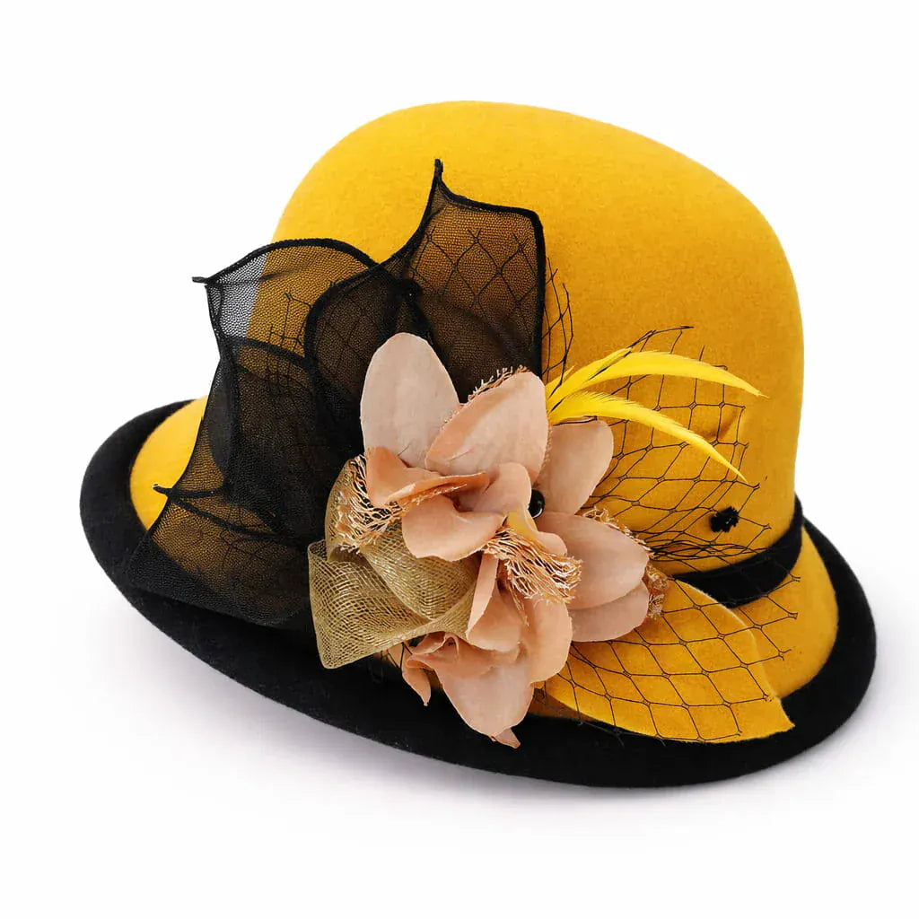 Chapeau Melon Cloche Femme à Fleur