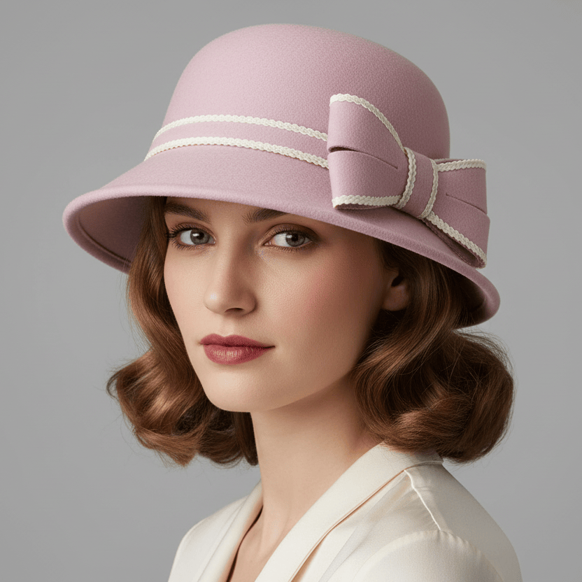 Chapeau Melon Cloche Femme Noeud Hiver