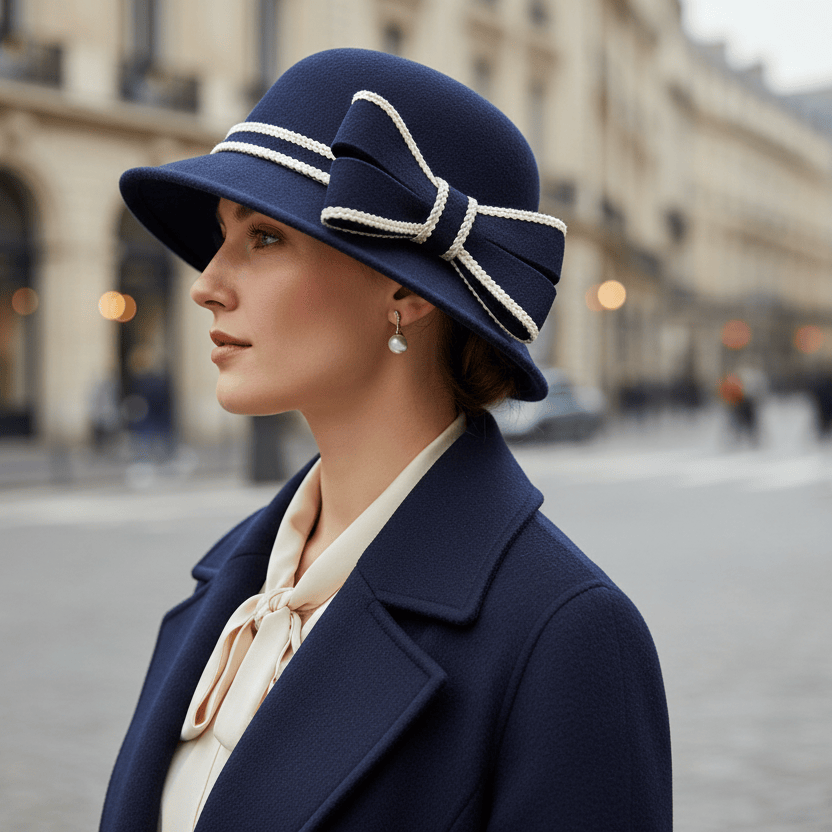 Chapeau Melon Cloche Femme Noeud Hiver