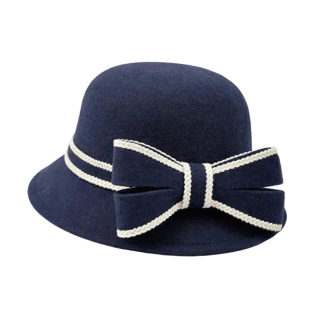 Chapeau Melon Cloche Femme Noeud Hiver
