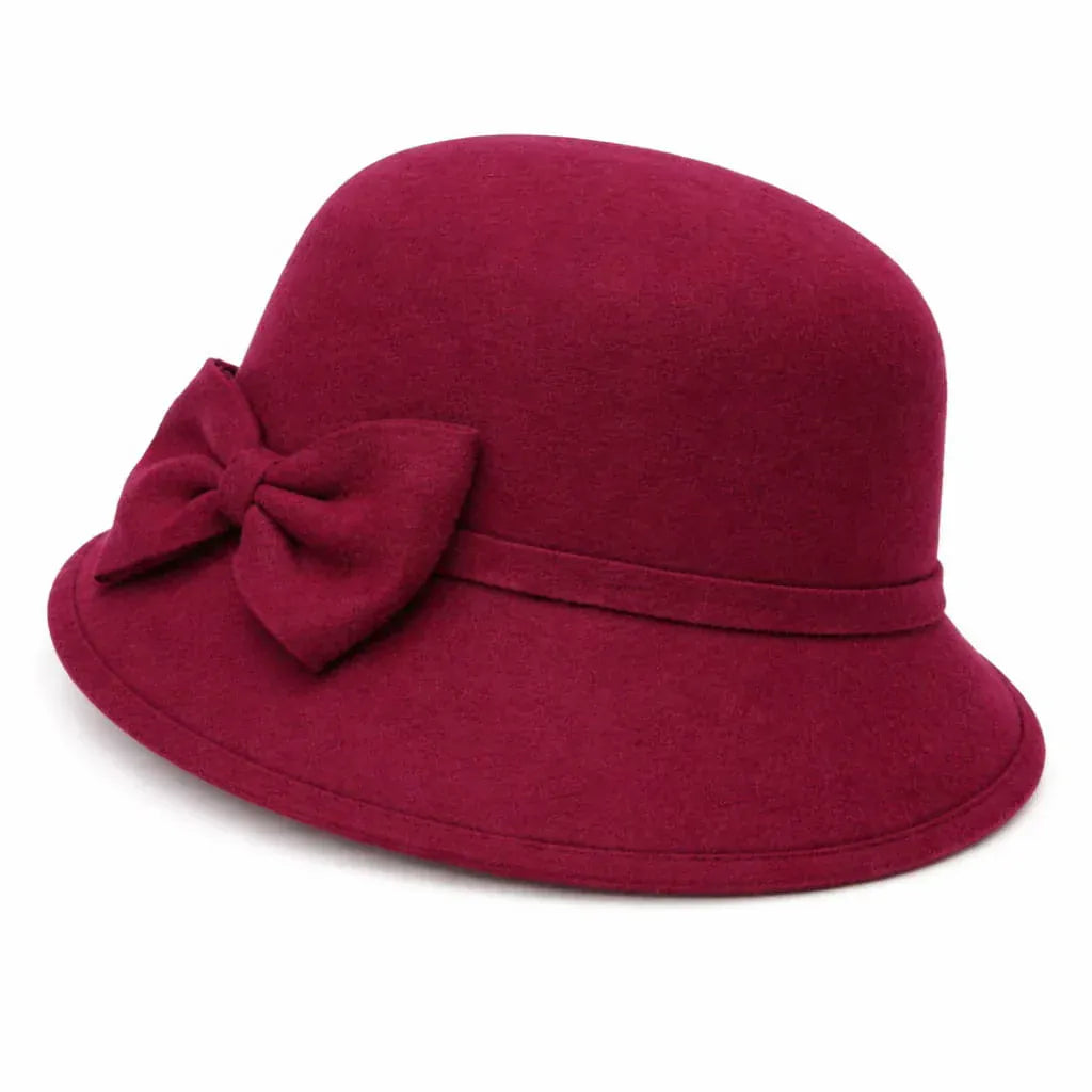 Chapeau Melon Cloche Femme Noeud Suede