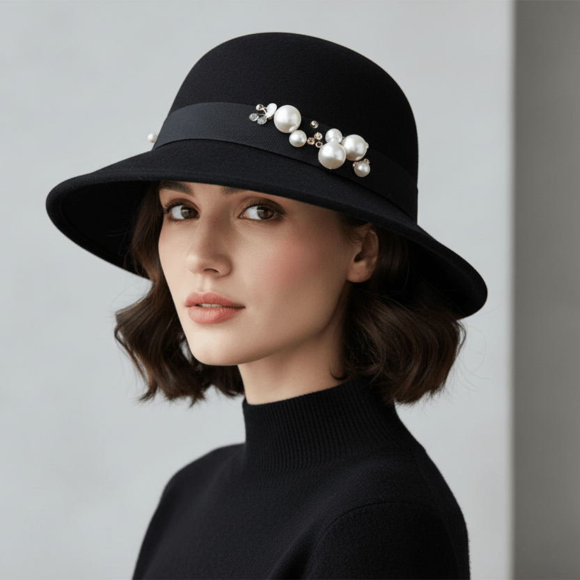 Chapeau Melon Cloche Femme Perle