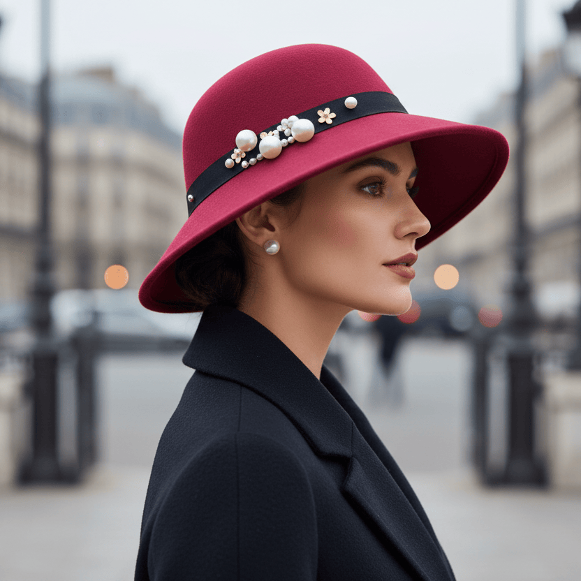 Chapeau Melon Cloche Femme Perle