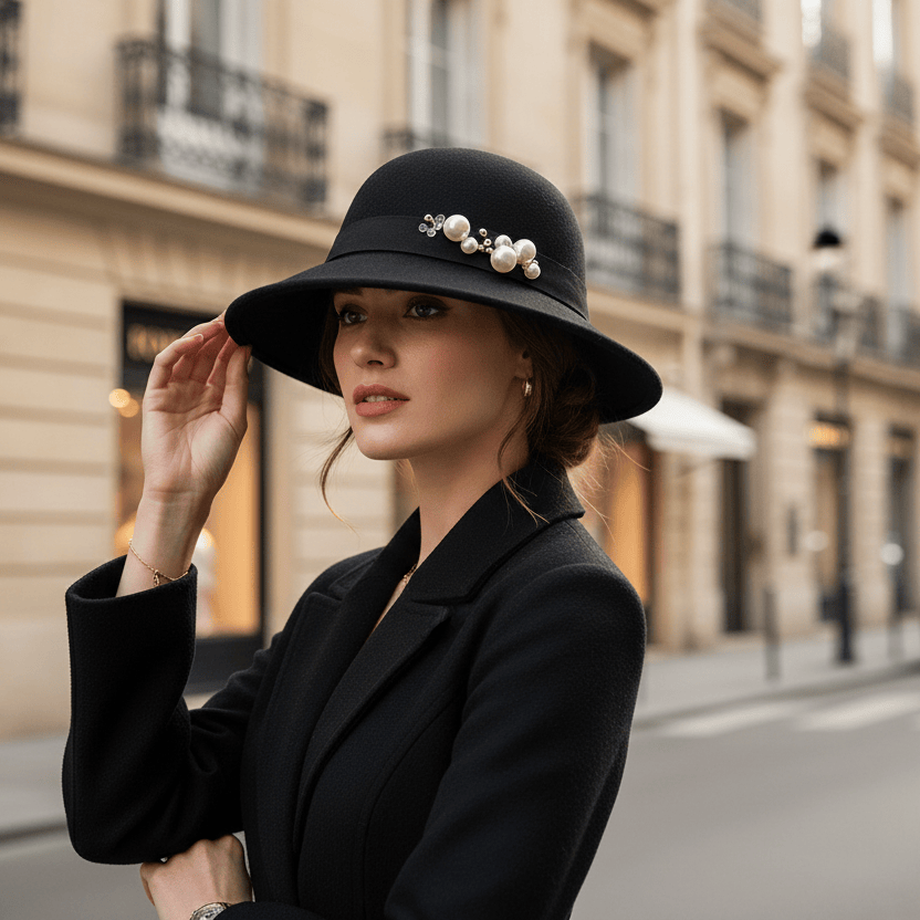 Chapeau Melon Cloche Femme Perle